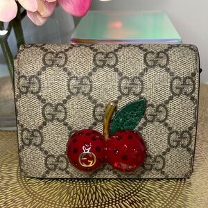 Gucci Beige and Red Cherry Wallet